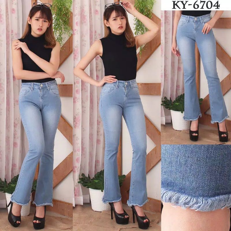 Celana Wanita Cutbray Rawis Soft Jeans 27-34 Jumbo