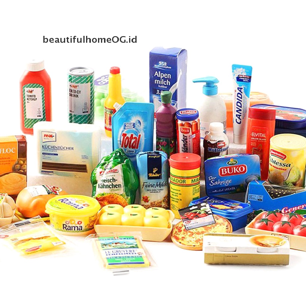 Miniatur Snacks Supermarket Gaya Jerman Skala 1: 6 Untuk Rumah Boneka