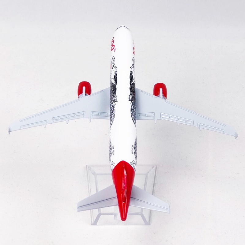 Model Pesawat Terbang Asia White Dragon A320 Bahan Metal Die-cast Malaysia Airbus 320 Ukuran 16CM