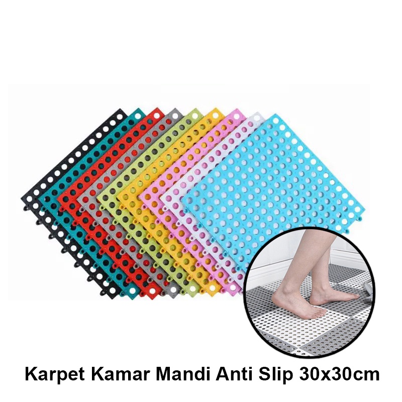 DISKON KARPET KAMAR MANDI ANTI SLIP POLKADOT KARPET ANTI LICIN DAPUR MAT NON SLIP Karpet Kamar Mandi Anti Licin 30x30CM