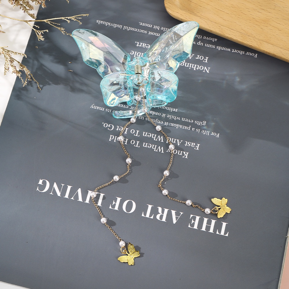 Butterfly Jepit Rambut Bentuk Kupu-Kupu Aksen Mutiara Untuk Wanita