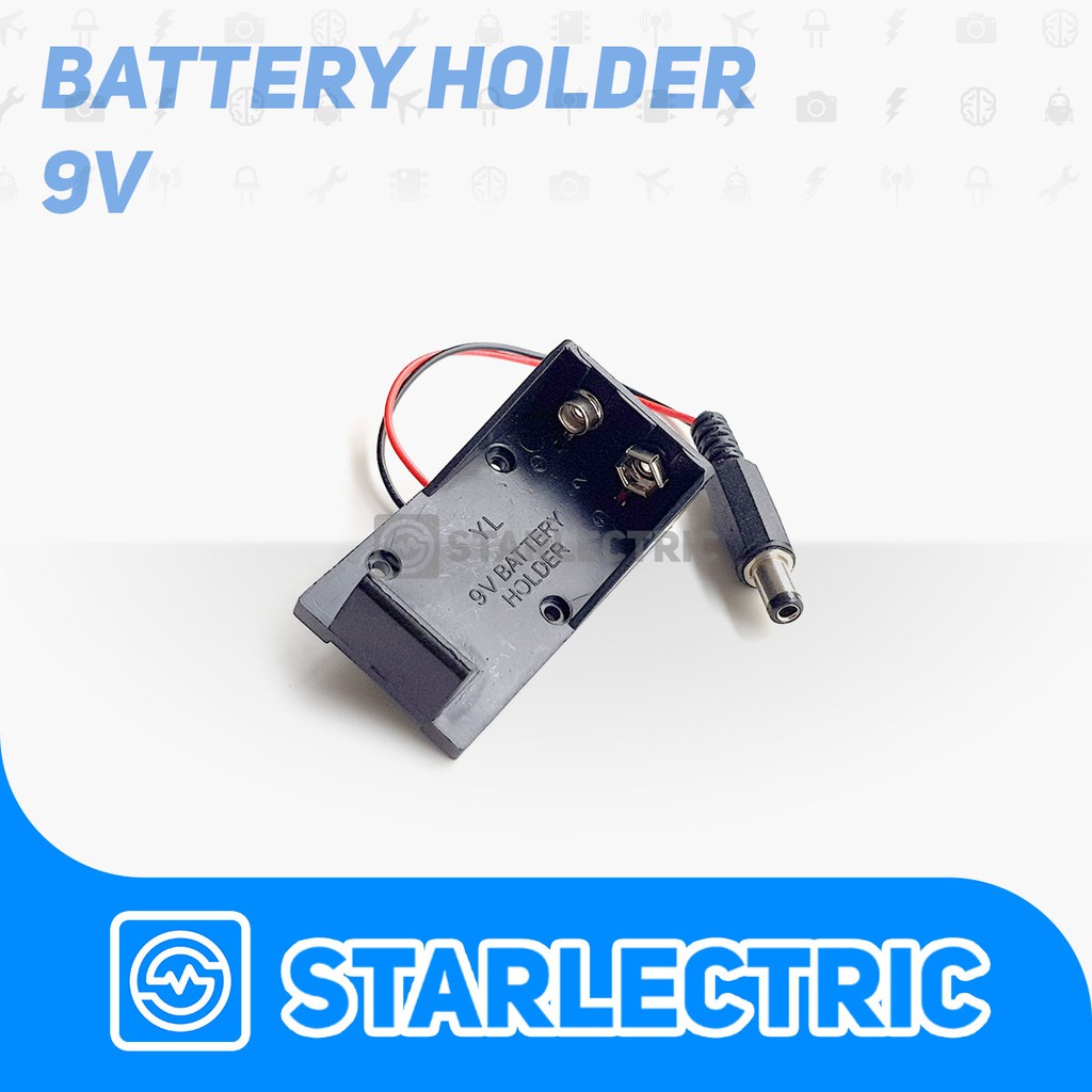 Battery holder 9V Kotak Baterai dengan Jack DC 5.5mm x 2.1mm Dudukan