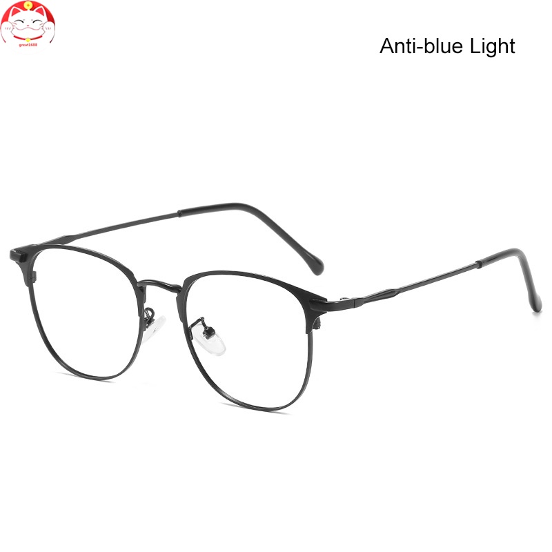 Bluelight-blocking Glasses Outdoor Photochromic Flat Lens 14g Ultralight Retro Style Round Frame for Computer Workers