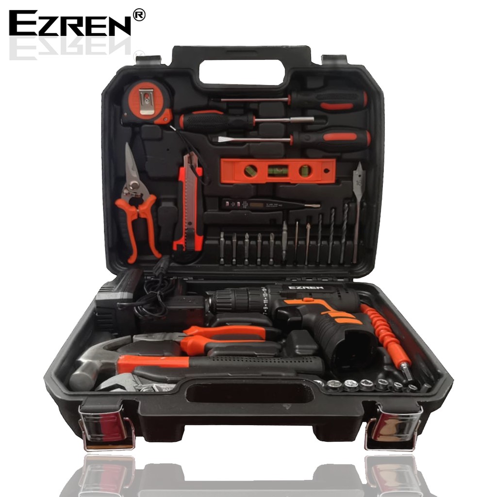 Ezren EZ-554 35pcs Mesin Cordless Bor Drill 25V Cordless Obeng Listrik