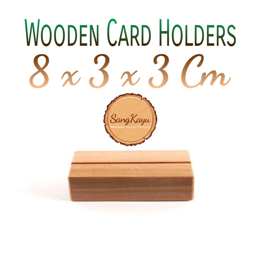 Wooden Card Holder 8x3x3cm Stand Dudukan tempat Penyimpanan Kartu