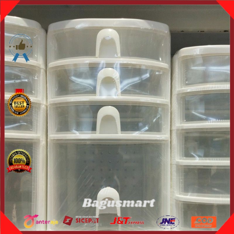 Krishome Laci Penyimpanan 4 Tingkat - Transparan/laci penyimpanan serbaguna