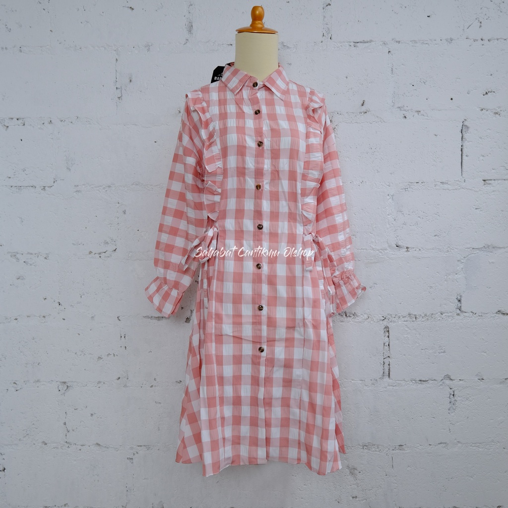 Long Tunik Tartan  Belah Tali  Samping Kiri Kanan Original By Badoce