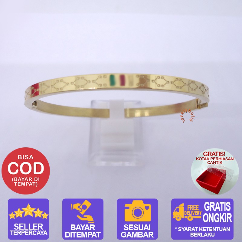 Lovelybutik Gelang Bangle Wanita Titanium Anti Karat Agatha Gelang Wanita BONUS KOTAK PERHIASAN