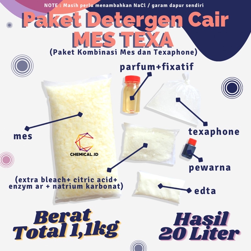 DETERGEN CAIR MESTEXA Paket Bahan Deterjen Cair untuk Laundry Rumah Tangga dan Usaha MESTEXA (Paket 
