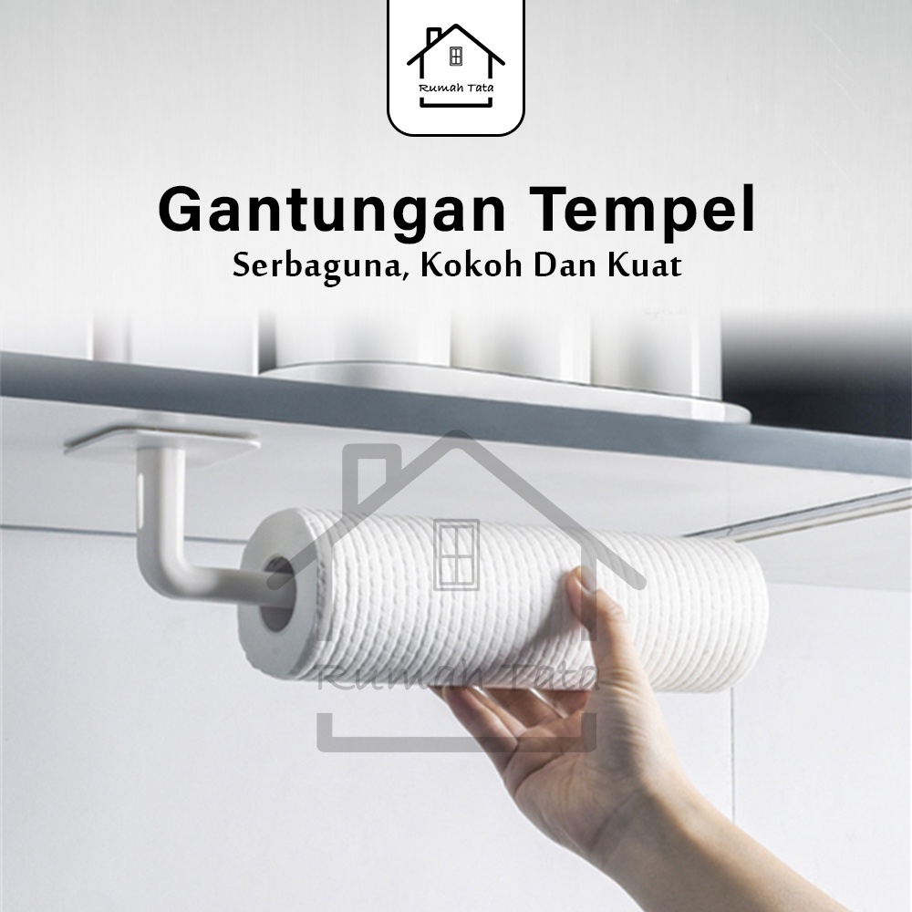 Tempat gantung tisu gulung tempel dinding tutup panci talenan serbaguna