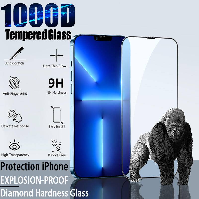 Pelindung Layar Tempered Glass 1000D Untuk iPhone 13 12 11 Pro MAX Mini X XS MAX XR SE 2022 2020 6 6s 7 8 Plus