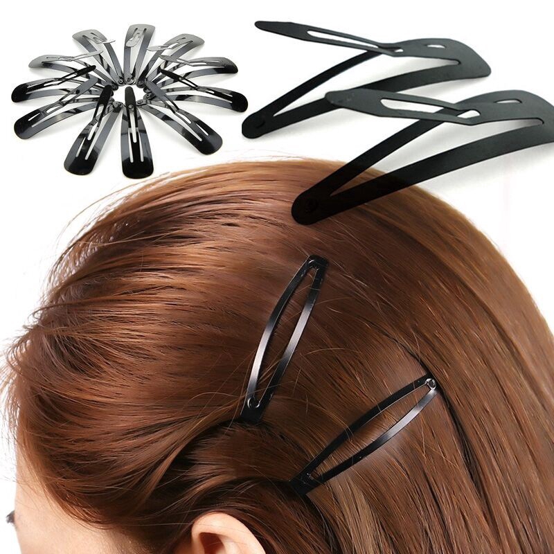 12Pcs / Set Jepit Rambut Model Tetesan Air Warna Hitam untuk Wanita