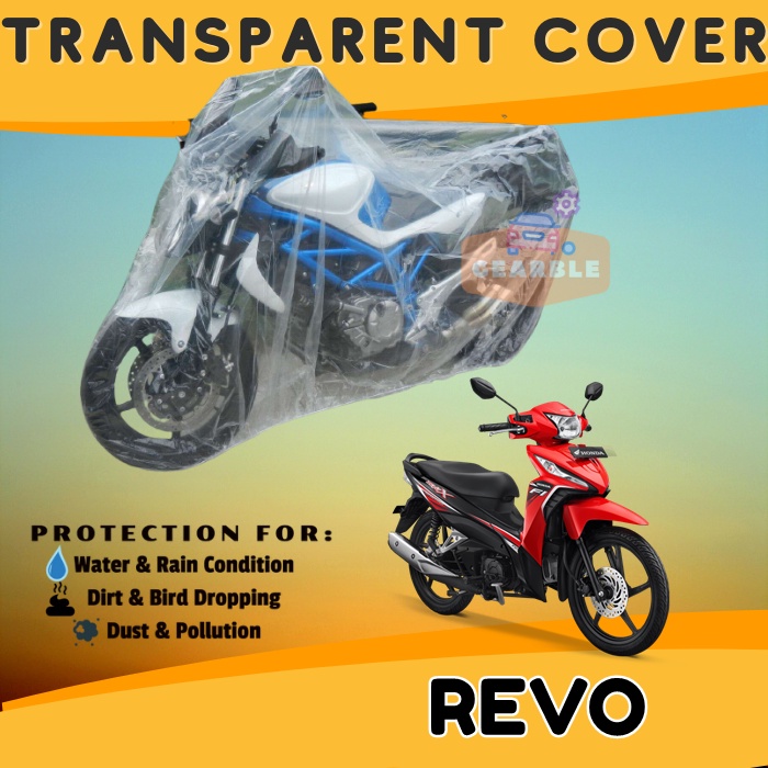 Sarung Cover Motor Plastik Transparan Revo Waterproof Jaket Tutup Mantel Motor Revo Anti Air