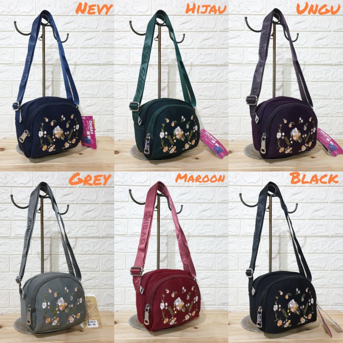 tas wanita TAS SELEMPANG WANITA Ori CHIBAO BORDIR BUNGA 3Res CB90188-11 - Ungu selempang branded ori