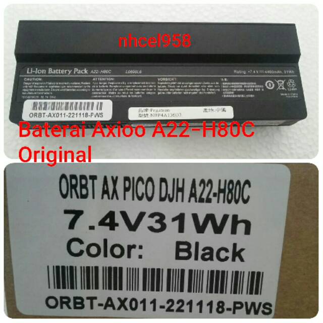 ✅Baterai Axioo A22-H80C Original