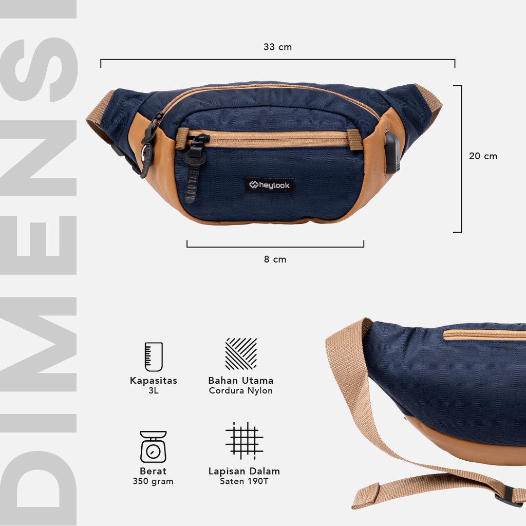 sale HEYLOOK Official - Tas Selempang Pria Waist Bag Nylon OSCAR Pria Waist Bag Distro