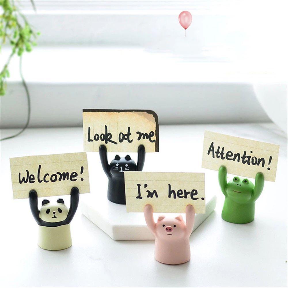 Lanfy Memo Holder Lucu Indah Gambar Klip Kodok Panda Babi Card Holder