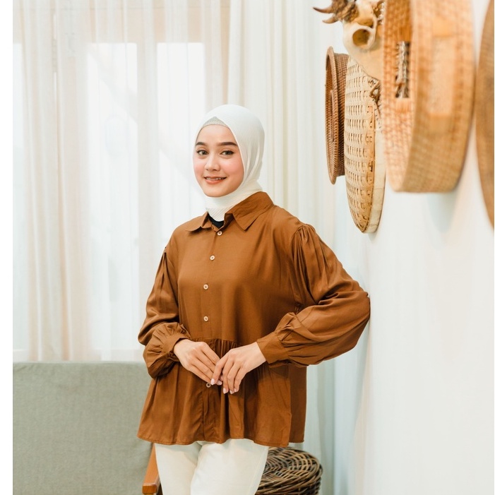 (DBY) KEMEJA GERLYNA OVERSIZE REMPEL ATASAN BLOUSE DAILY SHIRT OVERSIZE JUMBO