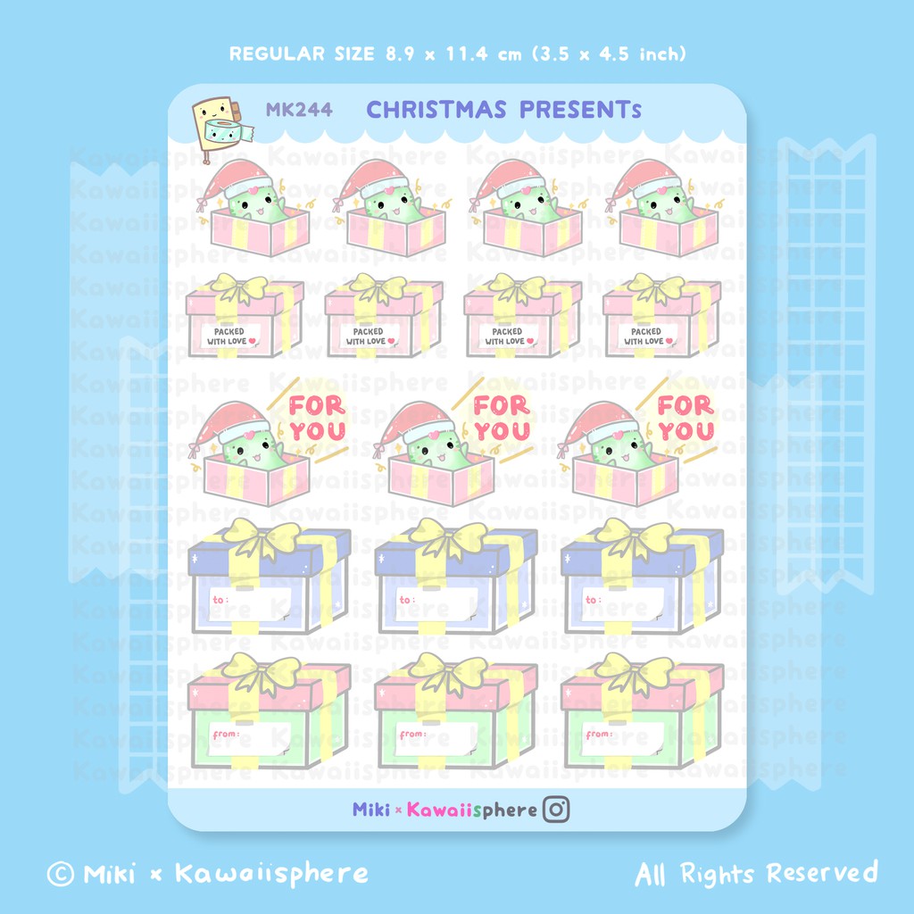 

Christmas Presents | MK244 Kawaiisphere Christmas Journal / Ring Binder Sticker | Stiker Natal