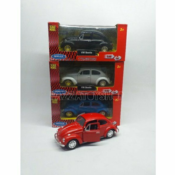 diecas miniatur mobil vw beetle klasik welly 1 38