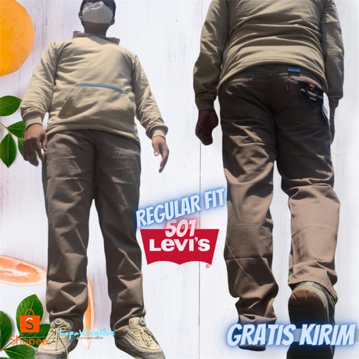 LEVIS 501 CHINO STANDART GRADE ORI PREMIUM cokelat milo/celana pria kain/celana kain/celana chinos