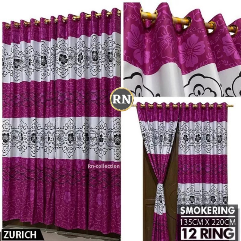 Gorden smokring/Hordeng smokring 12 ring motif MAGENTA jendela&amp;pintu