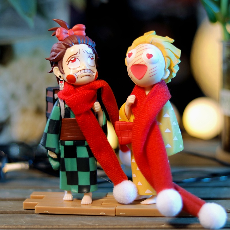 Mainan Action Figure Demon Slayer: Kimetsu no Yaiba Tanjiro Kamado Inosuke Agatsuma Zenitsu Ukuran 13cm
