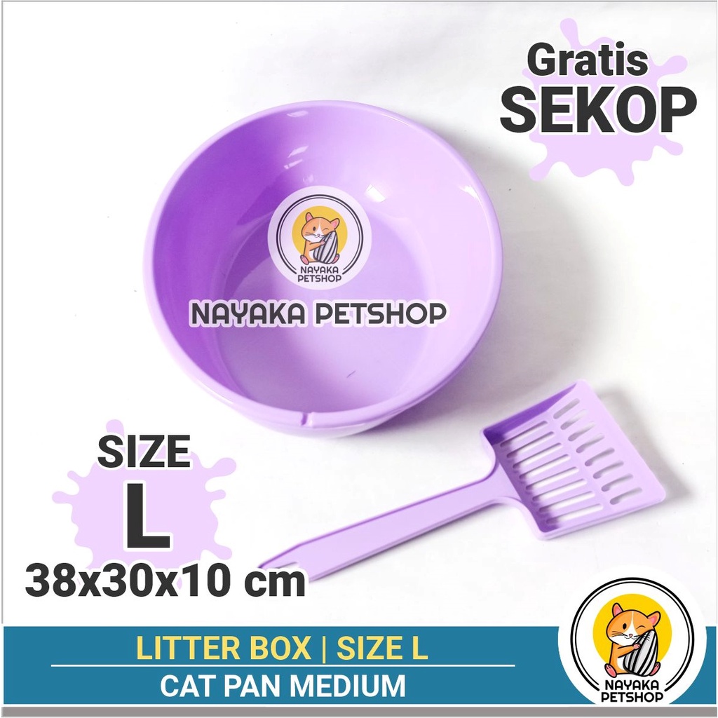 Size L Litter Box Kucing Gratis Sekop Baki Zeolit Gumpal Wangi Wood Pellet Bak Pasir Cat Toilet Kotak Kotoran Hewan
