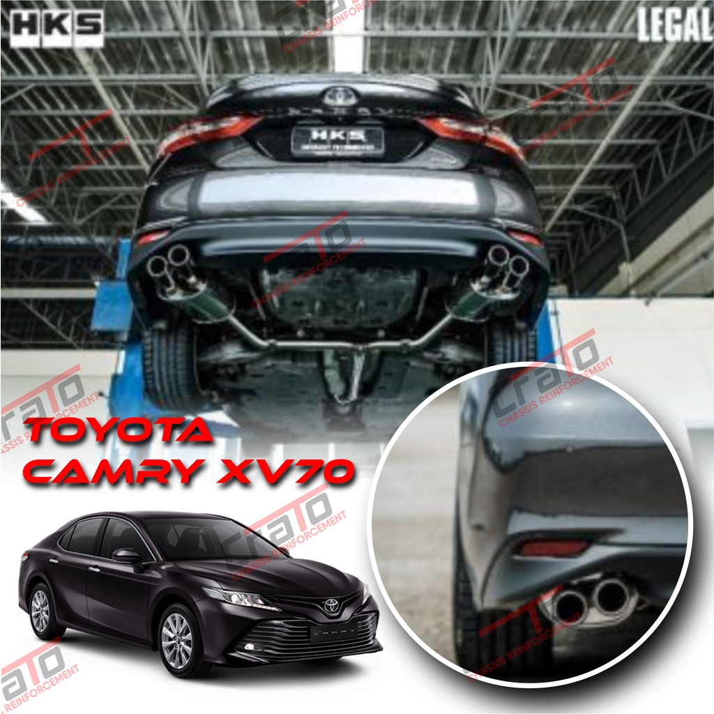 Aksesoris Muffler Exhaust Knalpot HKS LEGAL Carbon Toyota Camry XV70 (32008-ZT003) Dijamin Original 