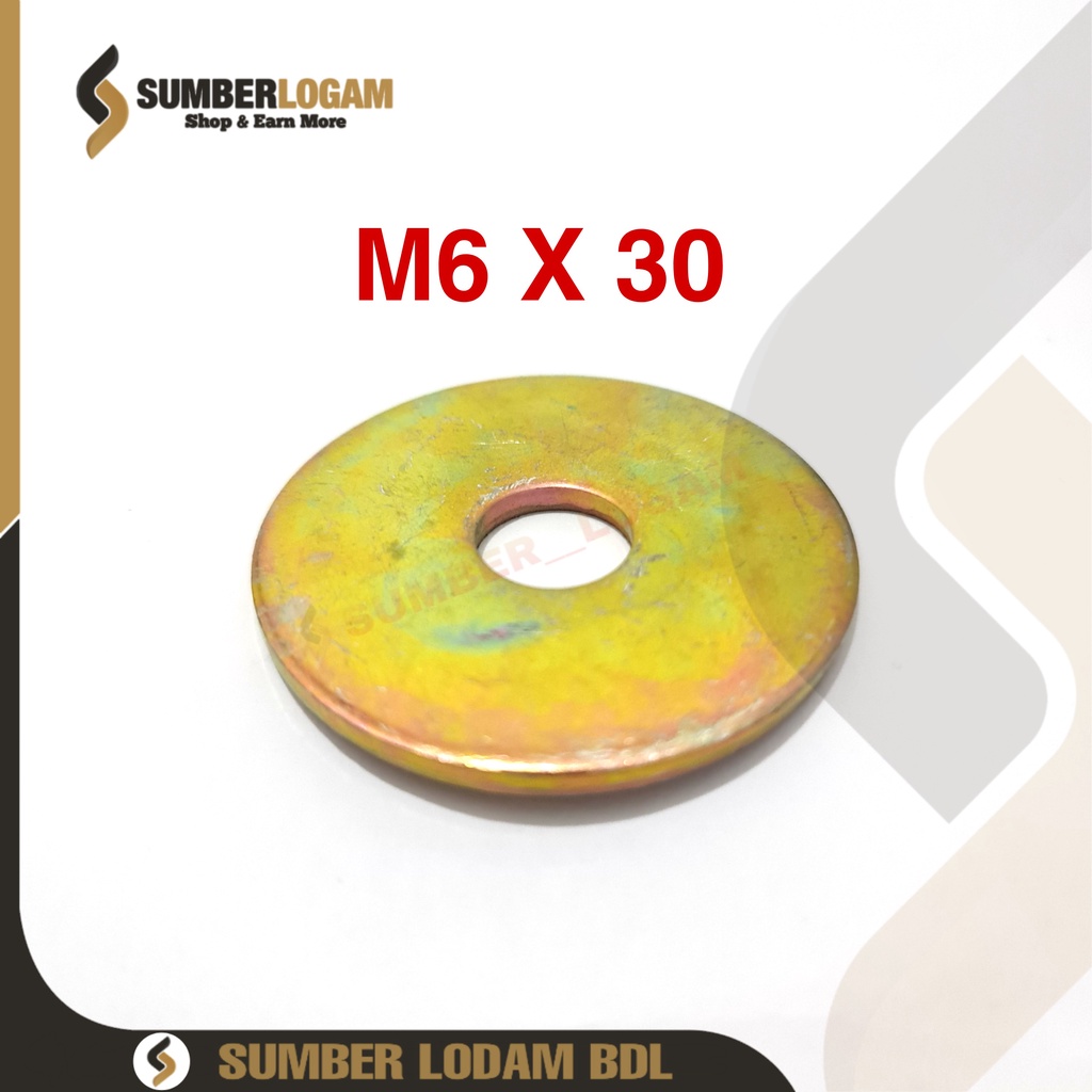 RING PLAT LEBAR / WASHER PLAT KUNING M6 X 30MM