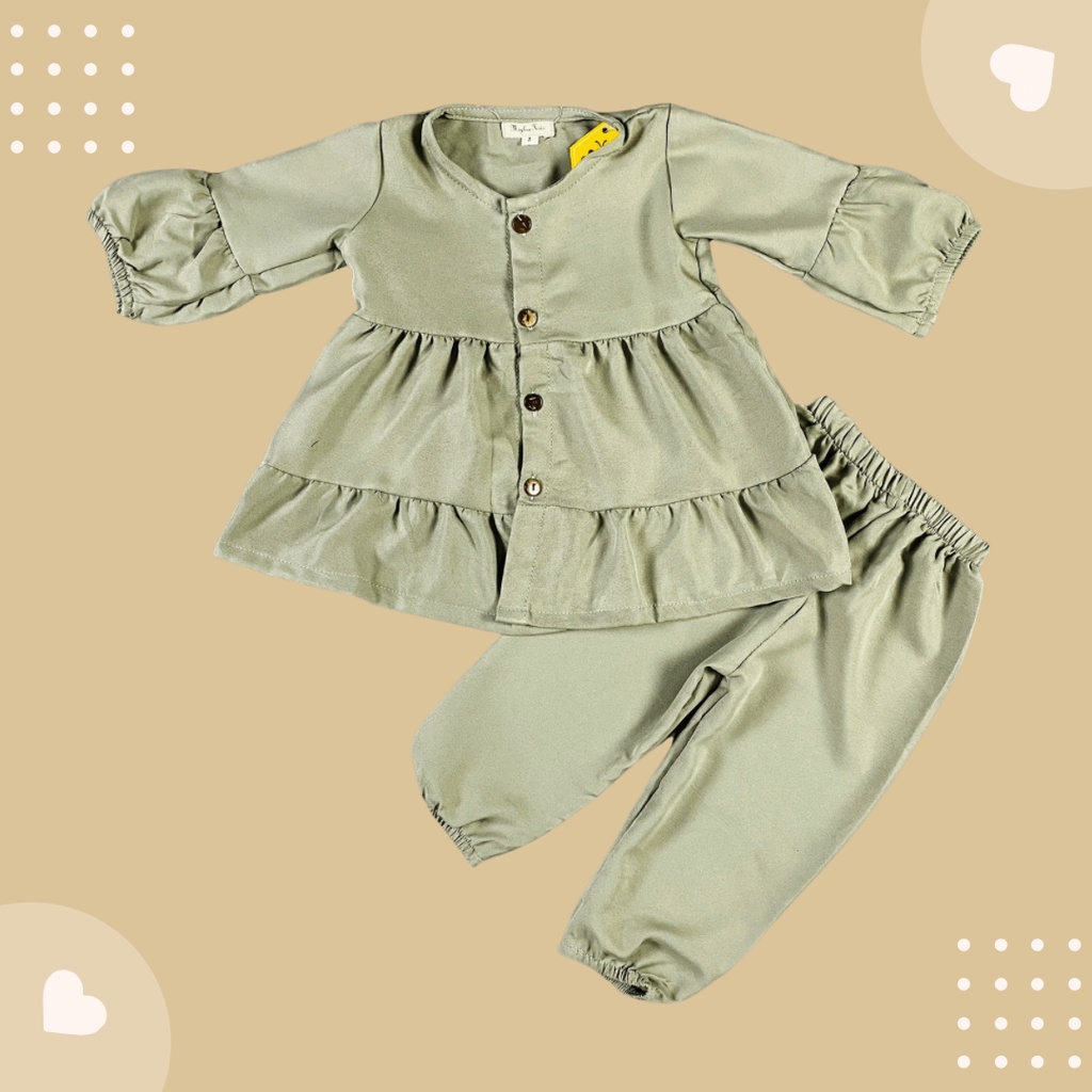 1-4TH SETELAN ANAK FREYA POLOS ONESET ANAK BY MYBEE Versi 2-SAGE
