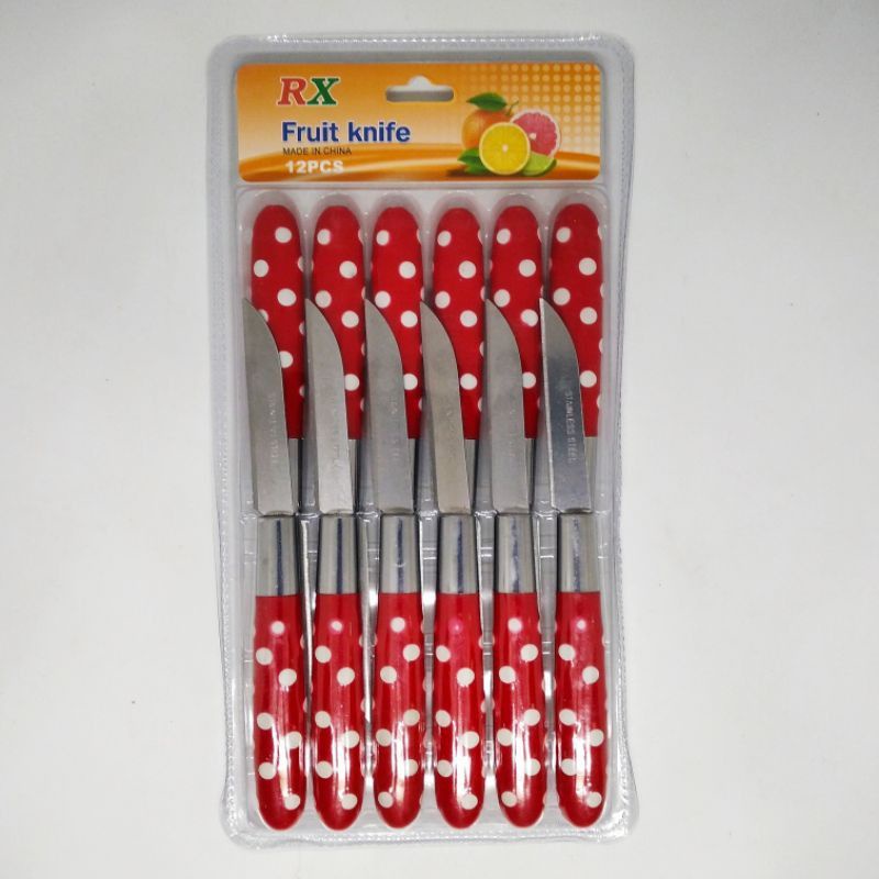 murah!!! 12 pcs pisau polkadot /pisau buah/pisau stainless/pisau