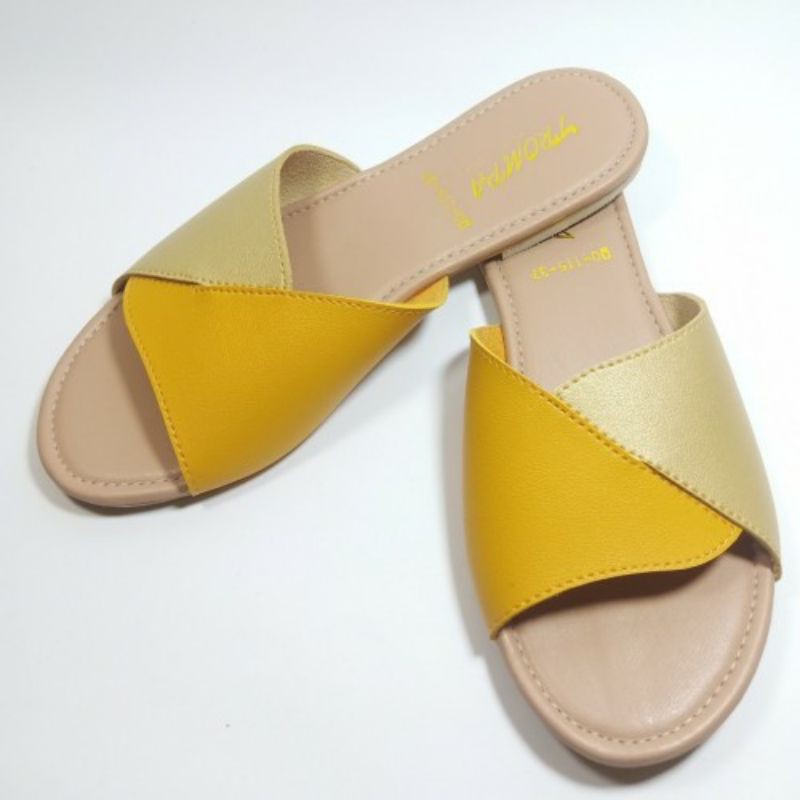 TERMURAH Sandal Flet Wanita Kekinian Yin dan Yang Nyaman Anti Lecet Sepatu Flat Lebaran Terbaru 2021