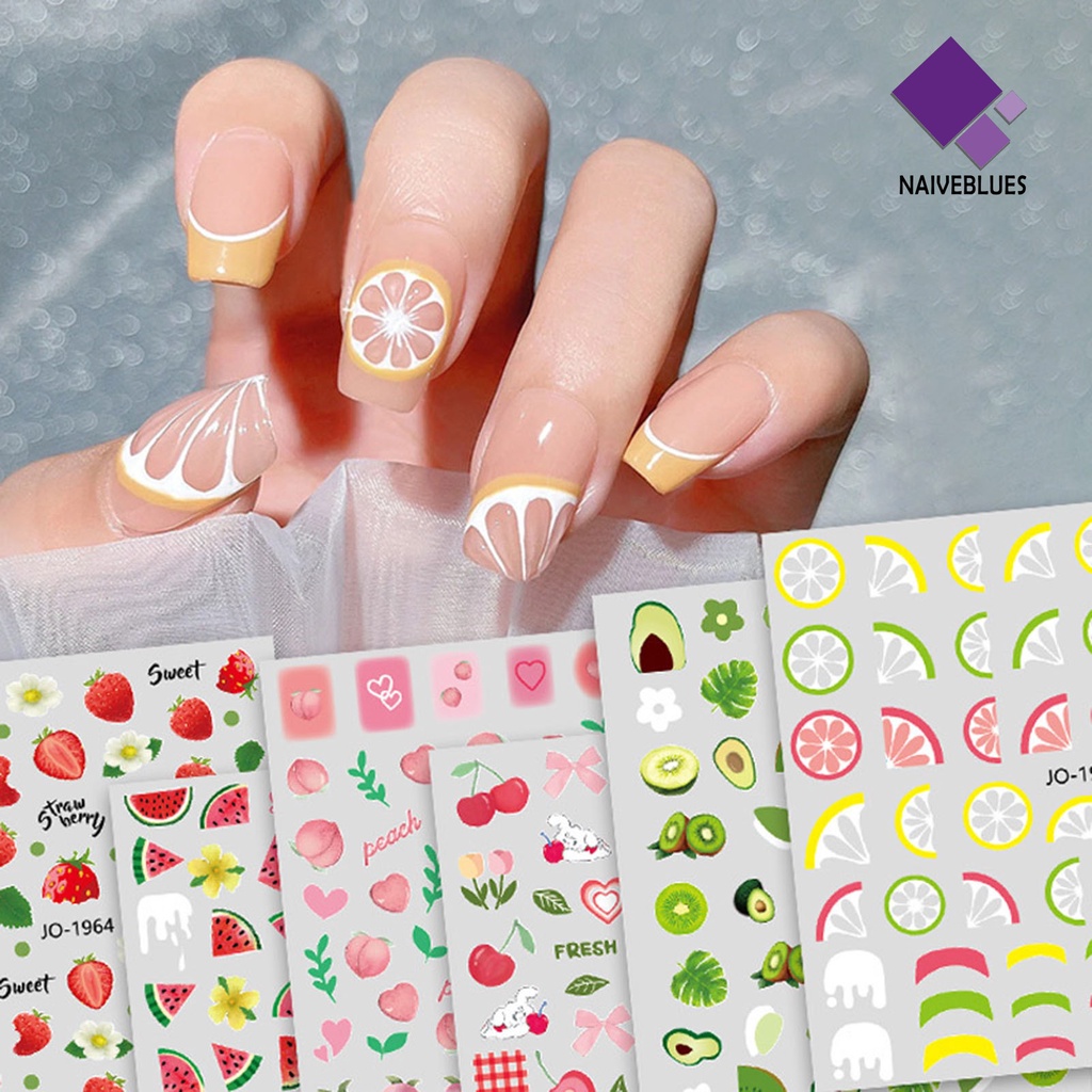 Naiveblue &gt; Stiker Kuku Ultra Tipis Motif Buah Ceri / Strawberry Untuk Nail Art