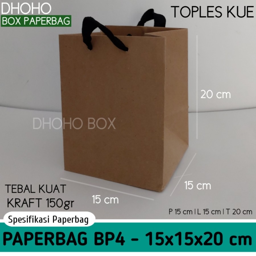 

ISI 12 BIJI paper bag murah 15x15x20 pb4 toples kue | tas kertas | paperbag polos