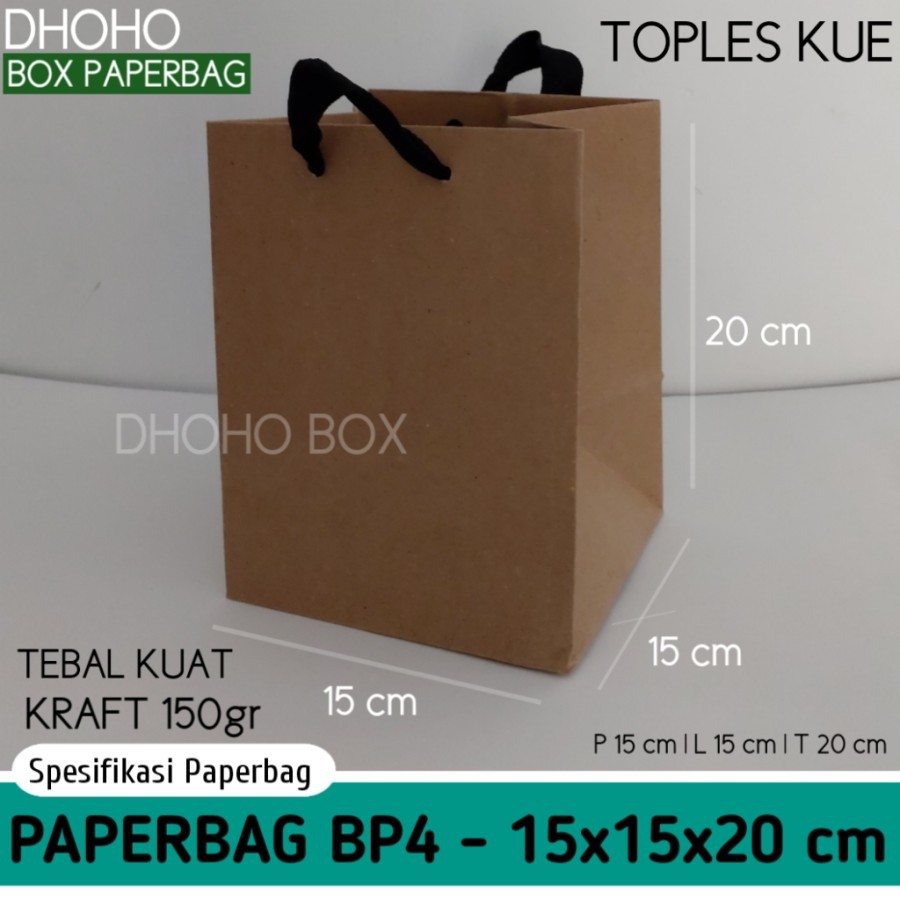 Jual ISI 12 BIJI Paper Bag Murah 15x15x20 Pb4 Toples Kue | Tas Kertas ...