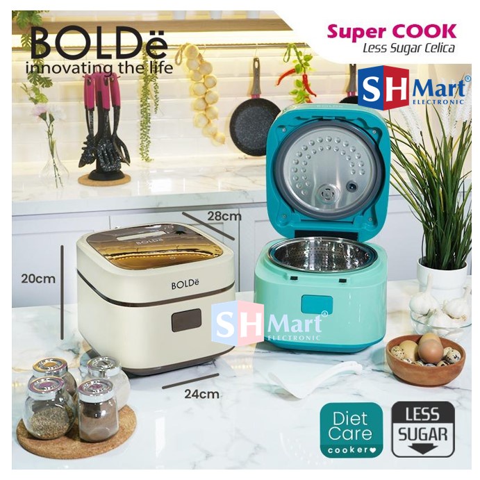 BOLDE RICE COOKER SUPER COOK LESS SUGAR CELICA KAPASITAS 1,2 LITER GARANSI RESMI (MEDAN)