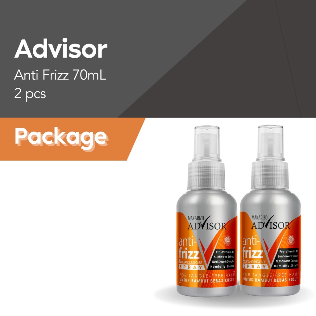 PAKET ISI 2 - Makarizo Advisor Anti Frizz & Detangling Care Spray 70mL Anti Kusut