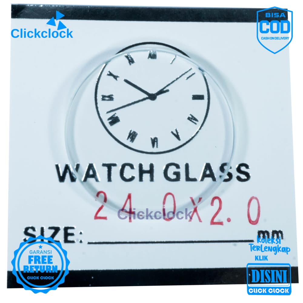 Kaca Jam Kaca Bahan Watch Glass PNC-240 Murah 2,4 cm