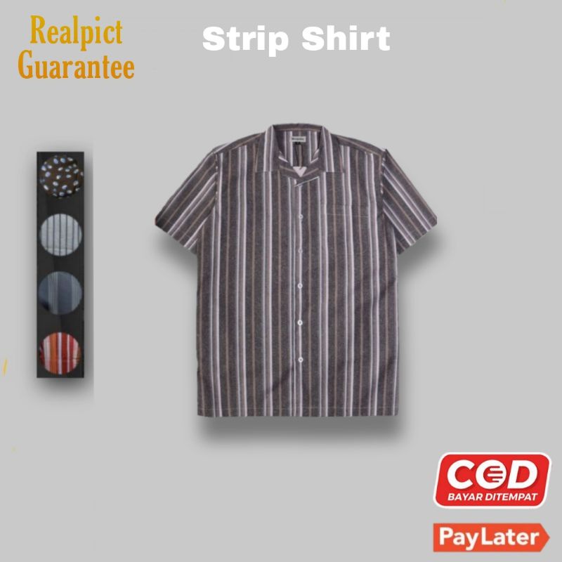 KEMEJA PENDEK PRIA STRIP SHIRT KUALITAS PREMIUM