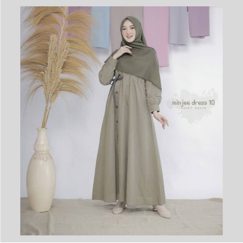 Min jee dress/Gamis Wanita/Dress Terbaru/Pakaian muslim Wanita/Gamis Supernova/Fashion Muslim Wanita-ARMY
