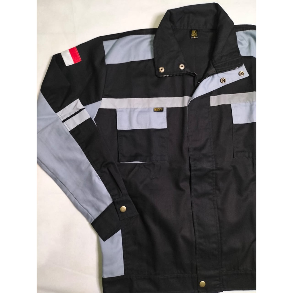 Wearpack Atasan Semi Jaket | Baju Safety Abu - Abu Hitam