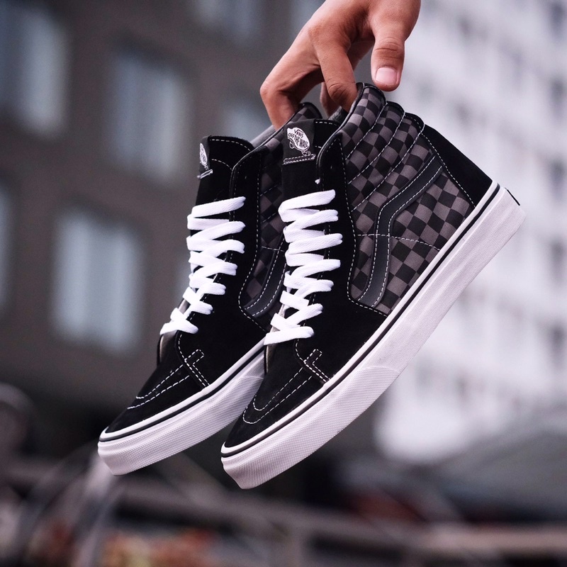 VANS SK8 HI CHECKERBOARD BLACK/PEWTER
