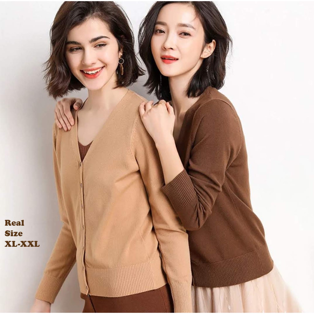 Cardigan Rajut Wanita Oversize XL – 2XL Reike / Female Big Kardi Knit VNeck