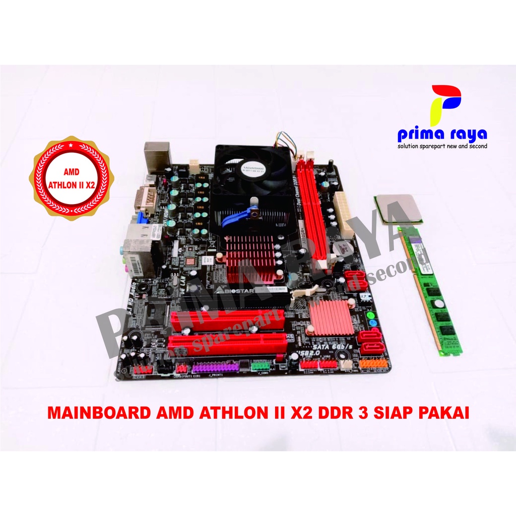 Paket Mainboard Mobo AMD AM3 DDR3 + Processor Athlon II X2 250 + RAM 2GB