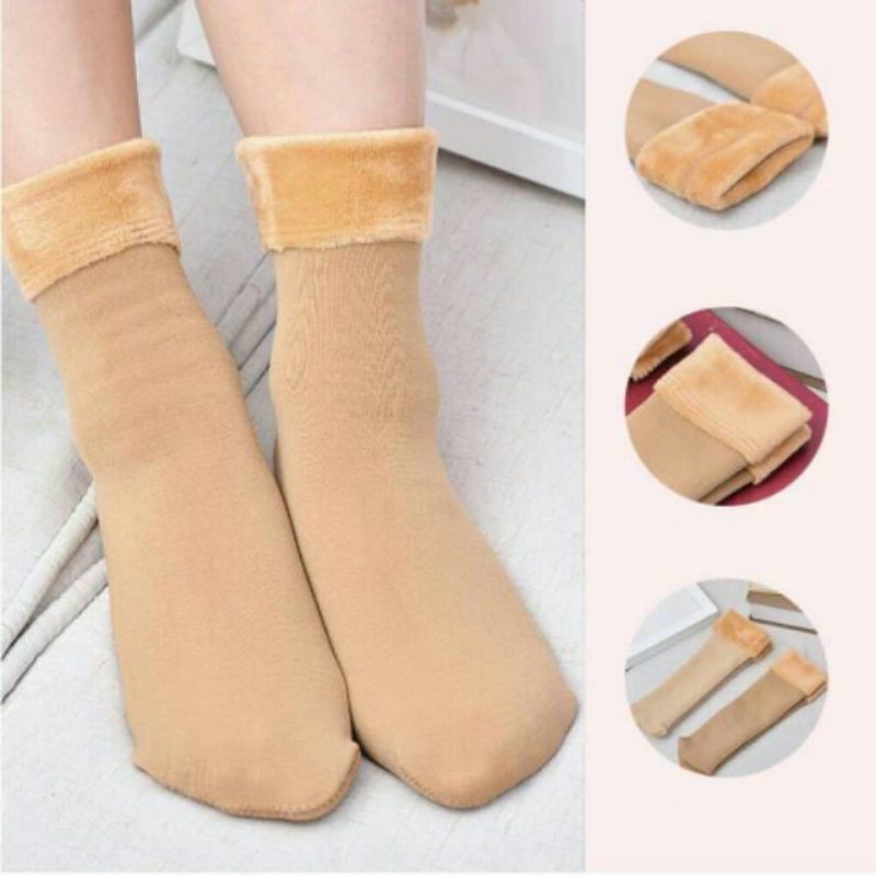 KC - Winter Autumn Velvet Socks Kaos Kaki Bahan Katun Cashmere Tebal Hangat Musim Dingin-6