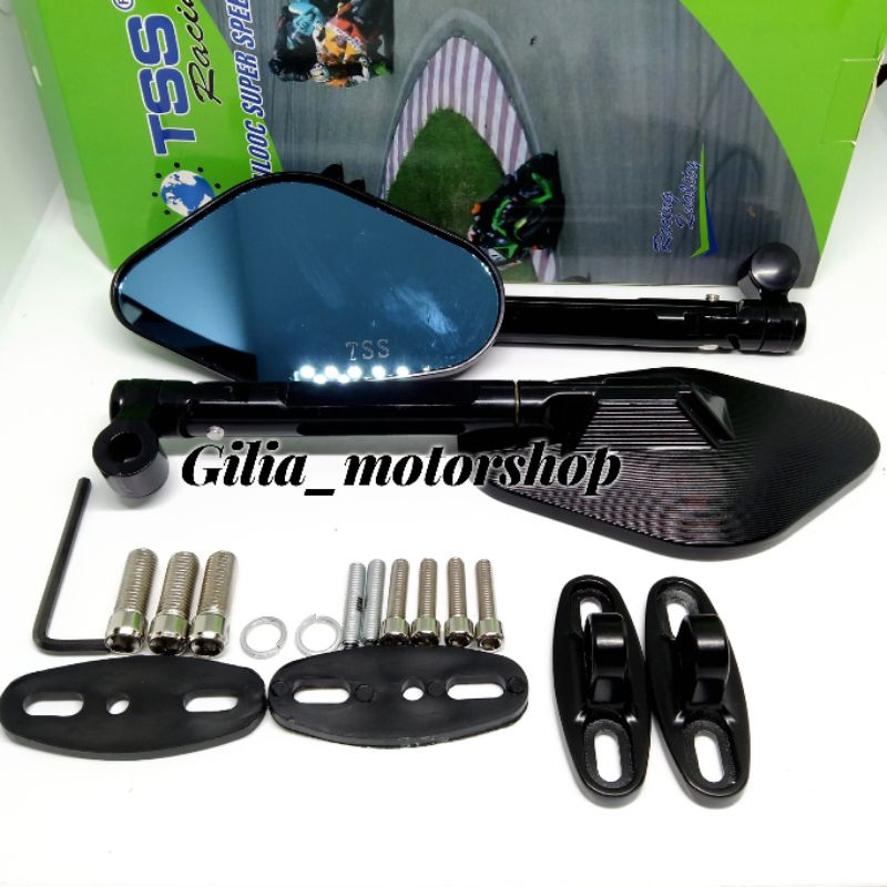 Spion Tomok Oktagon Elisse Mirror Biru Cnc TSS  Universal Motor R25 R15 CBR CB dll