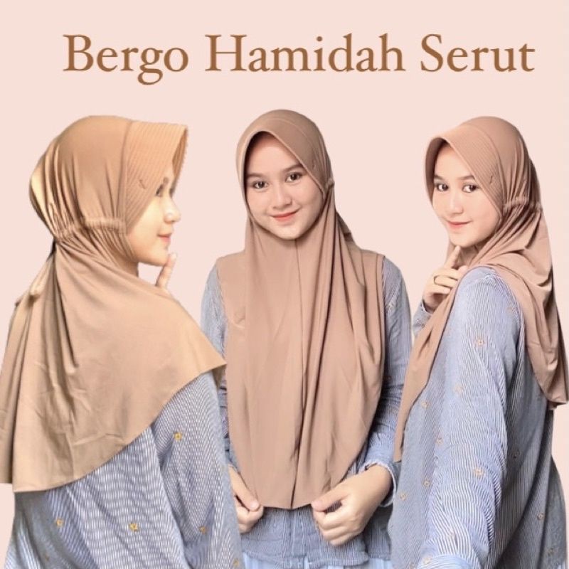 HIJAB BERGO SERUT HAMIDAH PREMIUM | JILBAB SERUT HAMIDAH | HIJAB INSTAN SERUT TALI