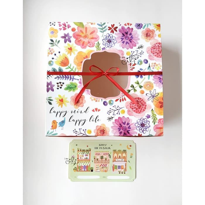 

cli09 DUS25x25x10FLOWERTAG LEBARAN dus kue lebaran iamcili motif bunga