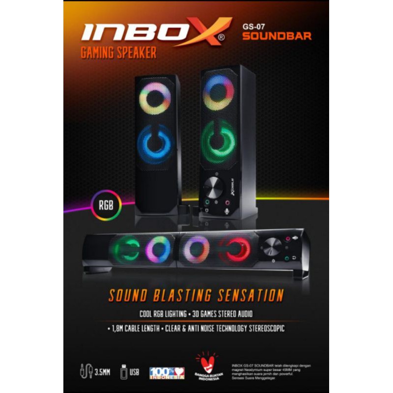 Speaker INBOX GS-07 SOUNDBAR GS07 Super BASS Gaming Speaker RGB